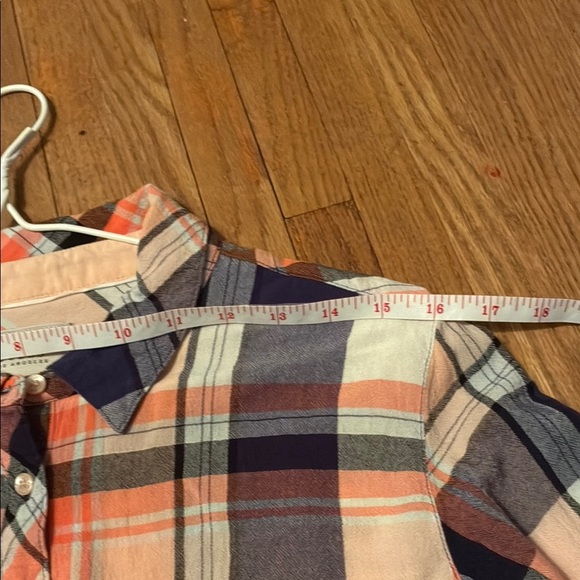 Guess Plaid Button-Up Blouse - Navy and Orange - Picture 13 of 16